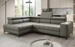 Designer Ecksofa Seluna mit elektrischer Schlaffunktion, Induktion und Stauraum in Echtleder