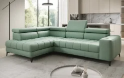 Designer Ecksofa Seluna mit elektrischer Schlaffunktion, Induktion und Stauraum in Echtleder