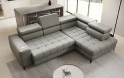 Designer Ecksofa Seluna mit elektrischer Schlaffunktion, Induktion und Stauraum in Echtleder