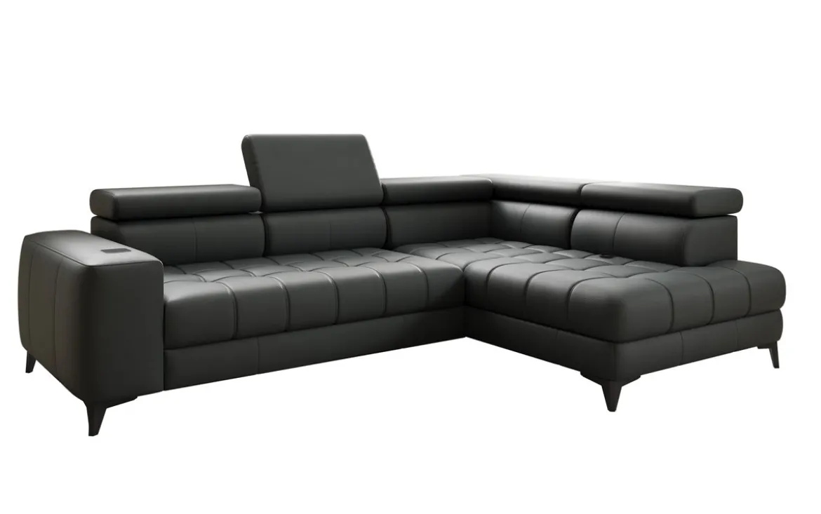 Designer Ecksofa Seluna mit elektrischer Schlaffunktion, Induktion und Stauraum in Echtleder