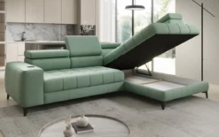 Designer Ecksofa Seluna mit elektrischer Schlaffunktion, Induktion und Stauraum in Echtleder