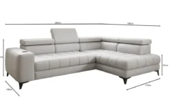Designer Ecksofa Seluna mit elektrischer Schlaffunktion, Induktion und Stauraum in Echtleder