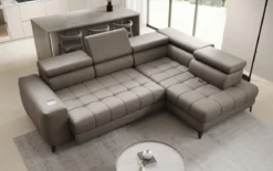 Designer Ecksofa Seluna mit elektrischer Schlaffunktion, Induktion und Stauraum in Echtleder
