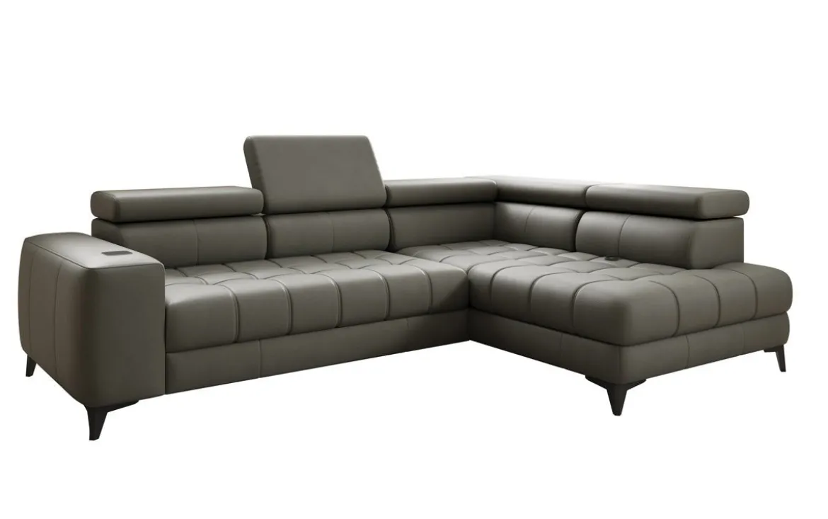 Designer Ecksofa Seluna mit elektrischer Schlaffunktion, Induktion und Stauraum in Echtleder