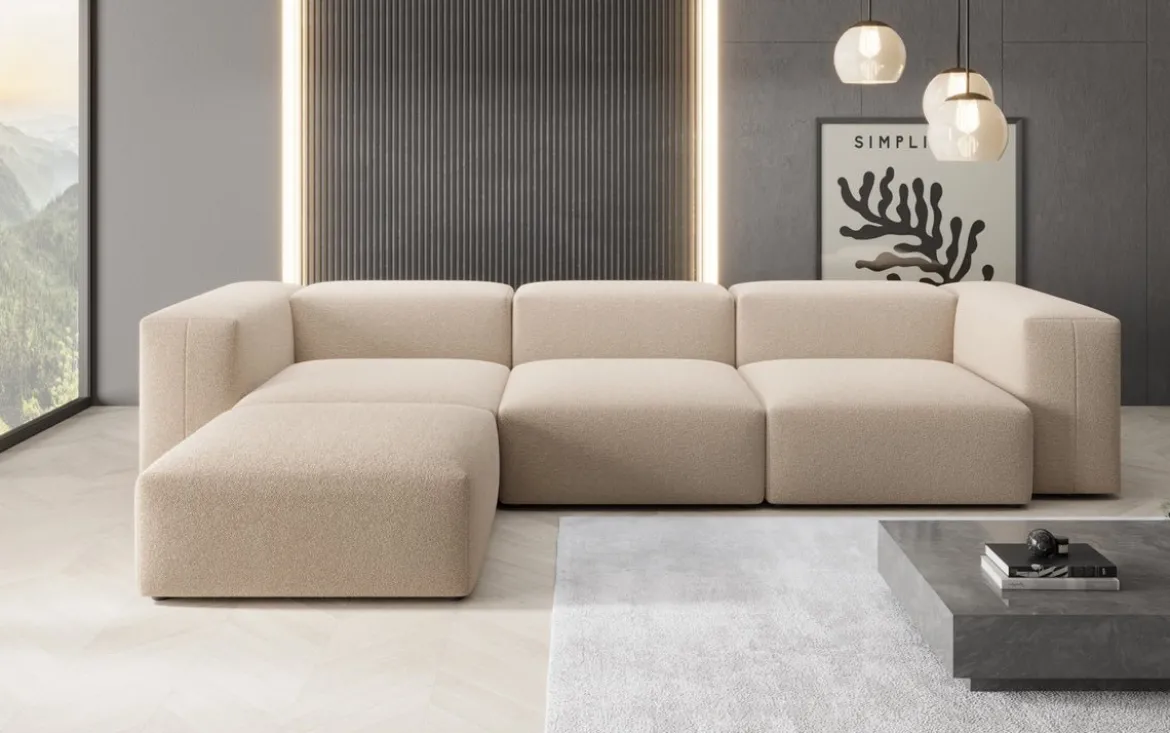 Designer Ecksofa Snug in Bouclé