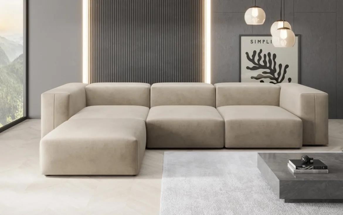 Designer Ecksofa Snug in Samt