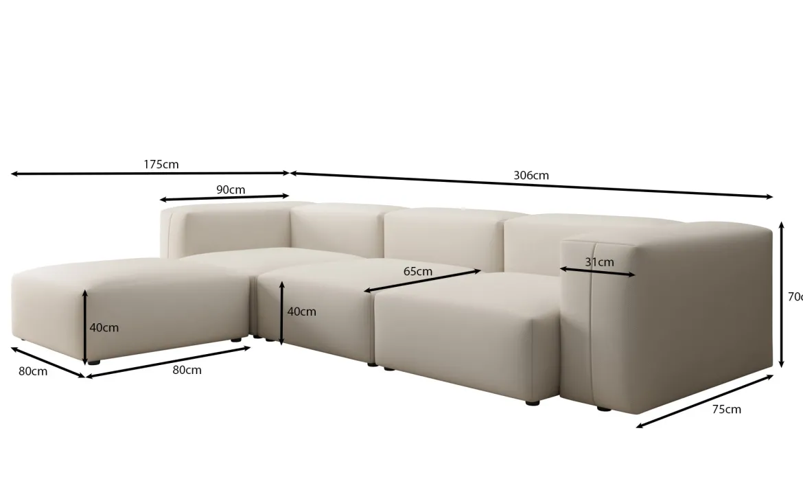 Designer Ecksofa Snug in Stoff