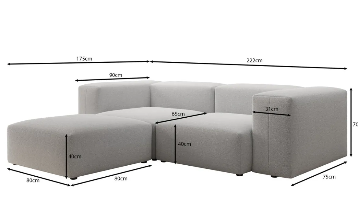 Designer Ecksofa Snug Mini in Bouclé
