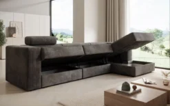 Designer Ecksofa Stockholm in Cord mit Stauraum