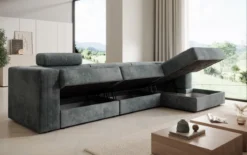 Designer Ecksofa Stockholm in Cord mit Stauraum