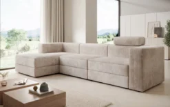 Designer Ecksofa Stockholm in Cord mit Stauraum