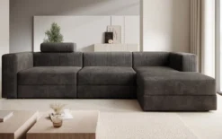 Designer Ecksofa Stockholm in Cord mit Stauraum