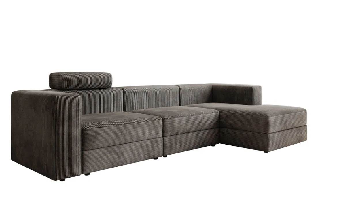 Designer Ecksofa Stockholm in Cord mit Stauraum