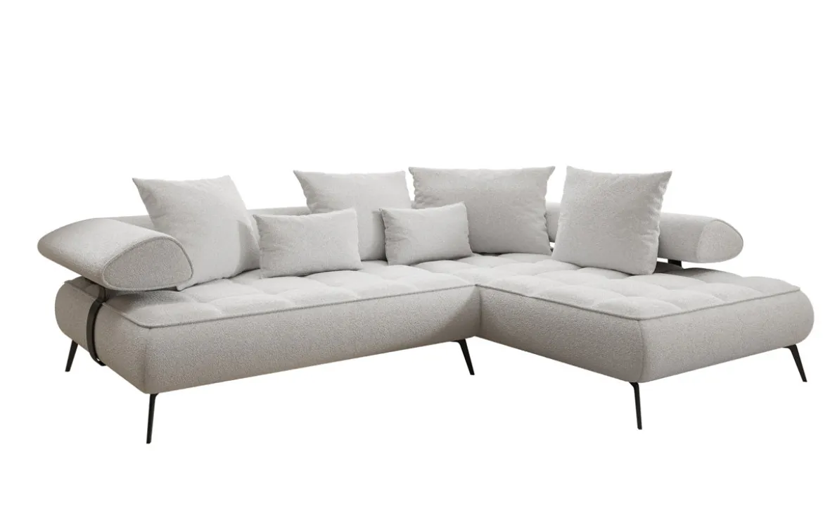 Designer Ecksofa Sydney Bouclé mit elektrischer Schlaffunktion