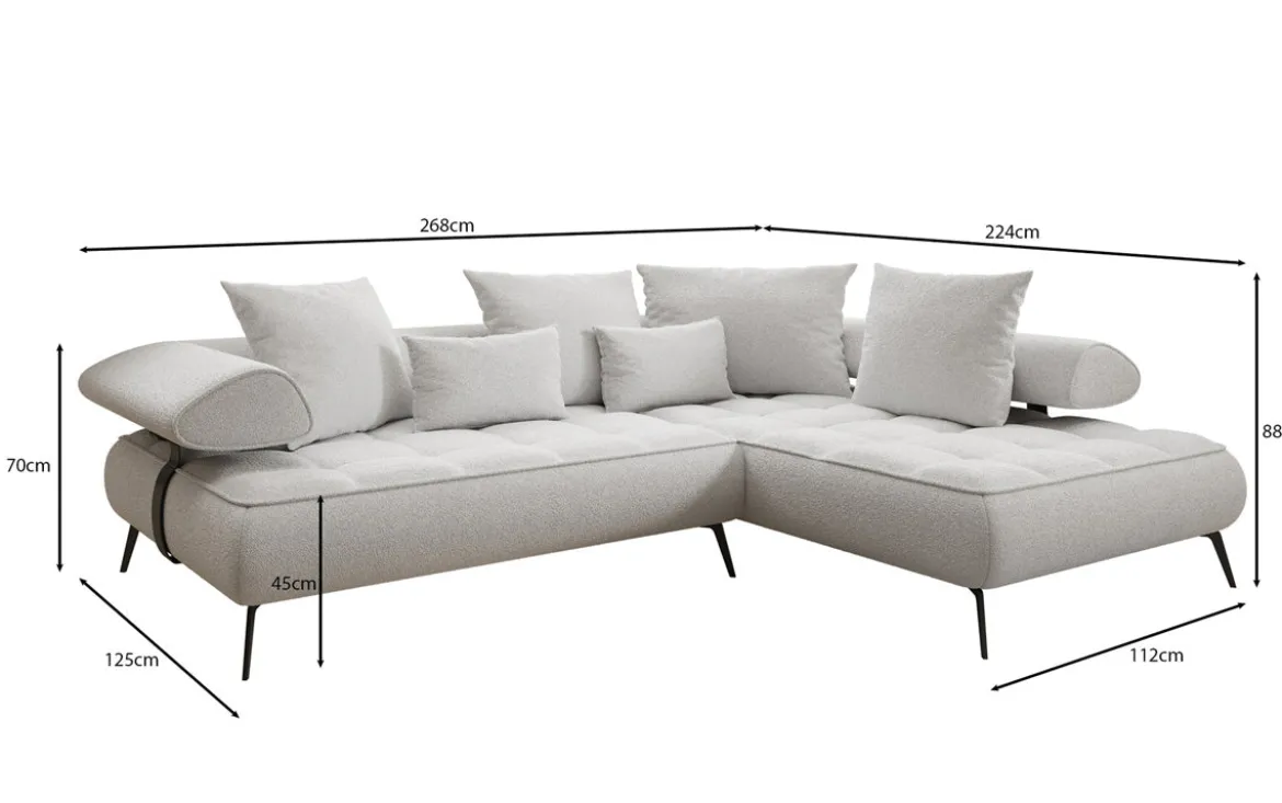 Designer Ecksofa Sydney Bouclé mit elektrischer Schlaffunktion