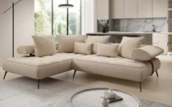 Designer Ecksofa Sydney Bouclé mit elektrischer Schlaffunktion