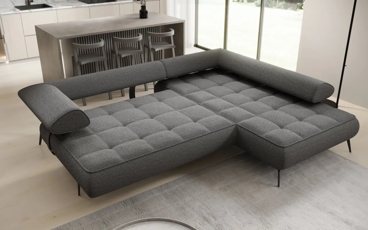 Designer Ecksofa Sydney Bouclé mit elektrischer Schlaffunktion