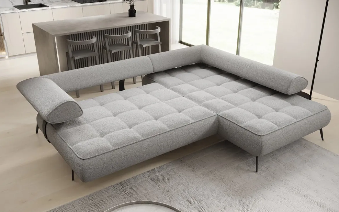 Designer Ecksofa Sydney Bouclé mit elektrischer Schlaffunktion