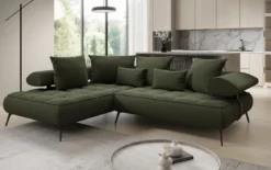 Designer Ecksofa Sydney Bouclé mit elektrischer Schlaffunktion
