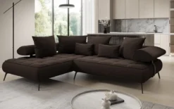Designer Ecksofa Sydney Bouclé mit elektrischer Schlaffunktion