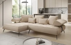 Designer Ecksofa Sydney II Bouclé mit elektrischer Schlaffunktion