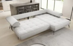 Designer Ecksofa Sydney II Bouclé mit elektrischer Schlaffunktion