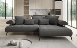 Designer Ecksofa Sydney II Bouclé mit elektrischer Schlaffunktion