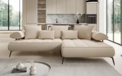 Designer Ecksofa Sydney II Bouclé mit elektrischer Schlaffunktion