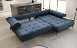 Designer Ecksofa Sydney II Samt mit elektrischer Schlaffunktion