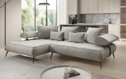 Designer Ecksofa Sydney II Samt mit elektrischer Schlaffunktion