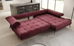 Designer Ecksofa Sydney II Samt mit elektrischer Schlaffunktion