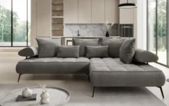 Designer Ecksofa Sydney Samt mit elektrischer Schlaffunktion