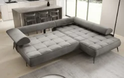 Designer Ecksofa Sydney Samt mit elektrischer Schlaffunktion