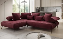 Designer Ecksofa Sydney Samt mit elektrischer Schlaffunktion