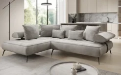 Designer Ecksofa Sydney Samt mit elektrischer Schlaffunktion