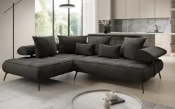 Designer Ecksofa Sydney Samt mit elektrischer Schlaffunktion