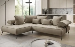 Designer Ecksofa Sydney Samt mit elektrischer Schlaffunktion