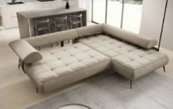 Designer Ecksofa Sydney Samt mit elektrischer Schlaffunktion