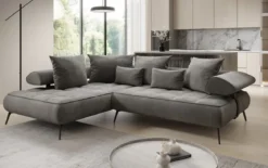Designer Ecksofa Sydney Samt mit elektrischer Schlaffunktion