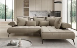 Designer Ecksofa Sydney Samt mit elektrischer Schlaffunktion