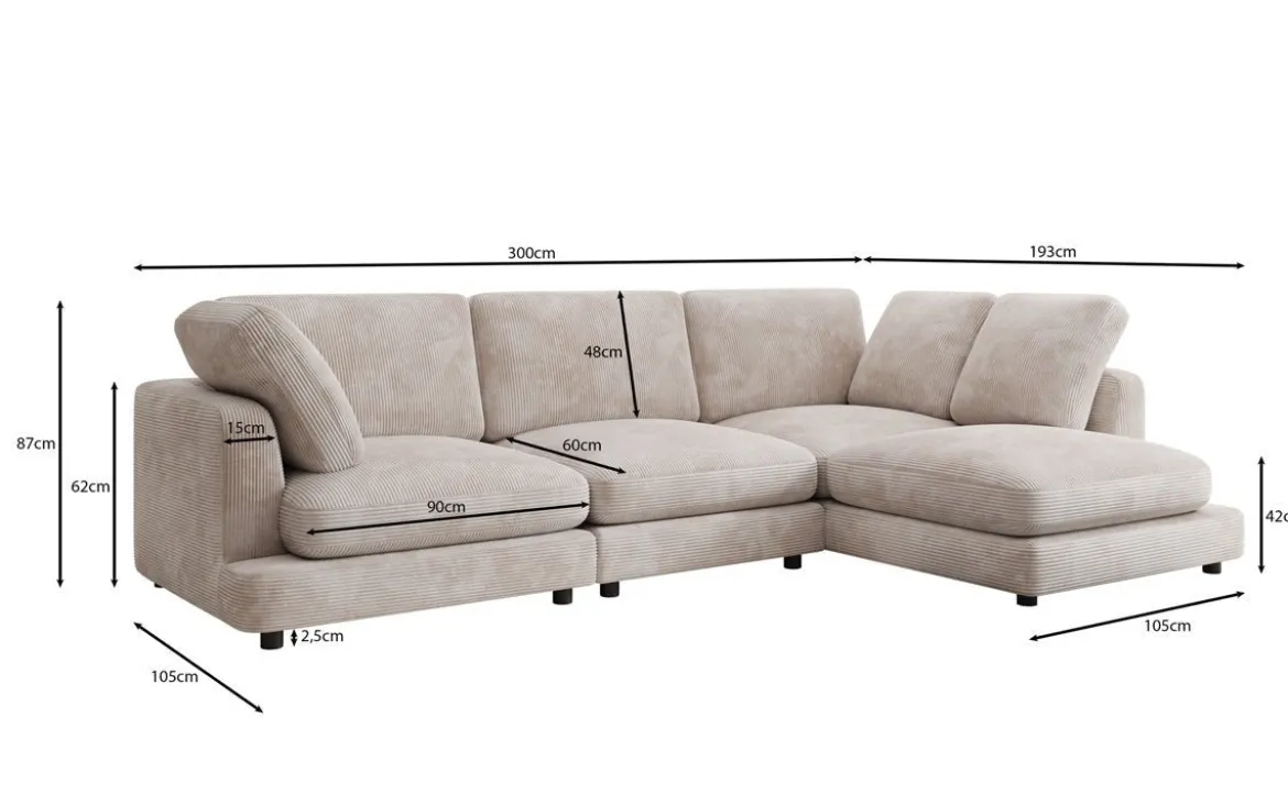 Designer Ecksofa Thalessa in Cord
