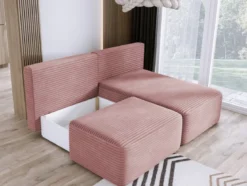 Designer Ecksofa Tilia Cord mit Schlaffunktion und Stauraum