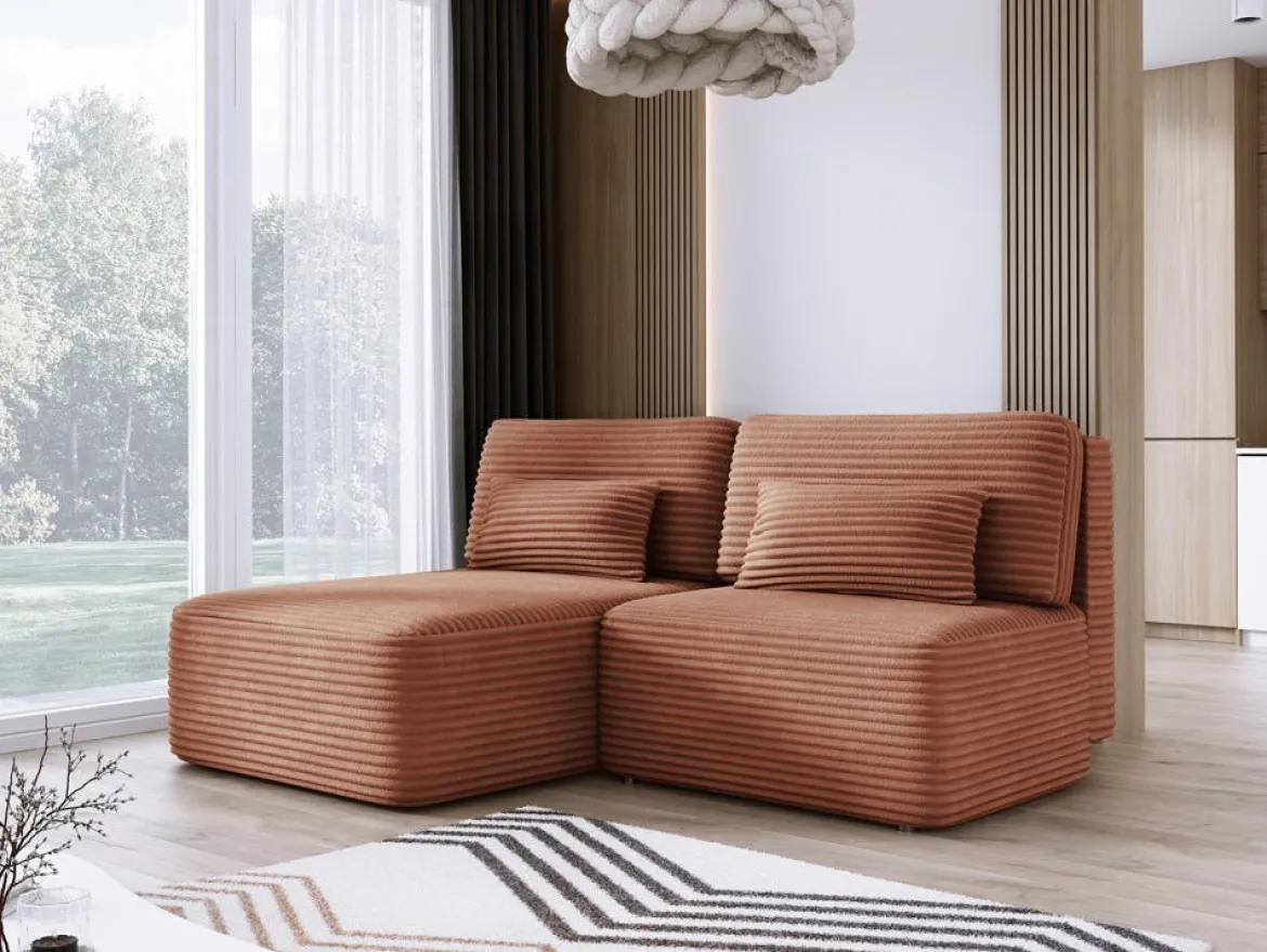 Designer Ecksofa Tilia Cord mit Schlaffunktion und Stauraum
