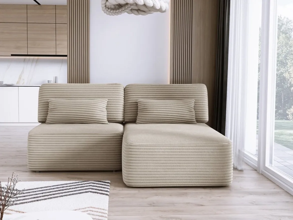 Designer Ecksofa Tilia Cord mit Schlaffunktion und Stauraum