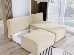 Designer Ecksofa Tilia Cord mit Schlaffunktion und Stauraum