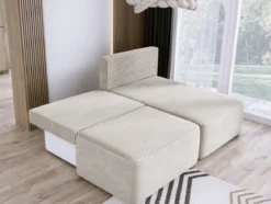 Designer Ecksofa Tilia Cord mit Schlaffunktion und Stauraum