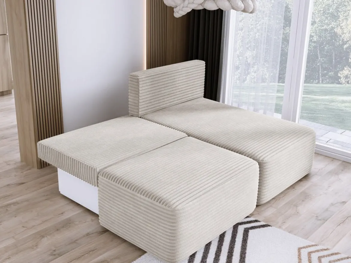 Designer Ecksofa Tilia Cord mit Schlaffunktion und Stauraum