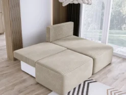 Designer Ecksofa Tilia Cord mit Schlaffunktion und Stauraum
