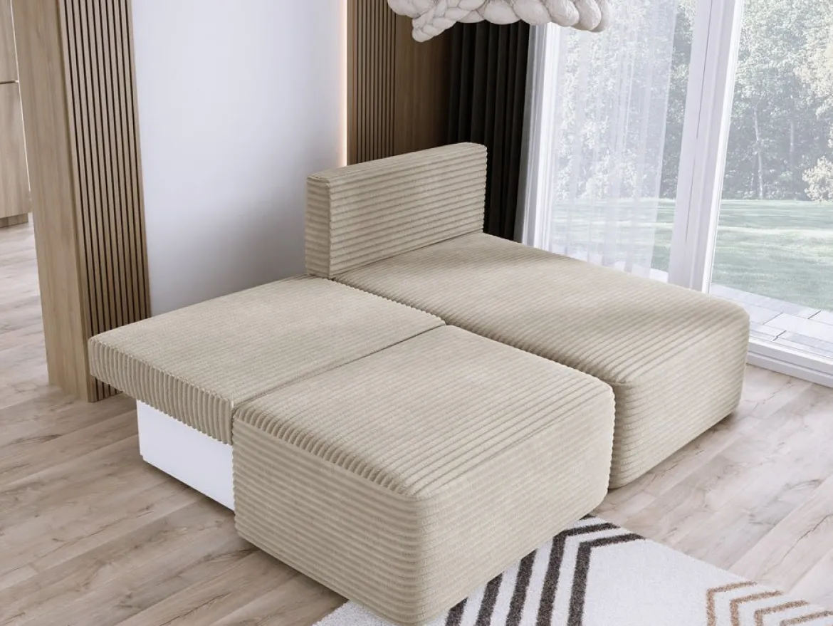 Designer Ecksofa Tilia Cord mit Schlaffunktion und Stauraum