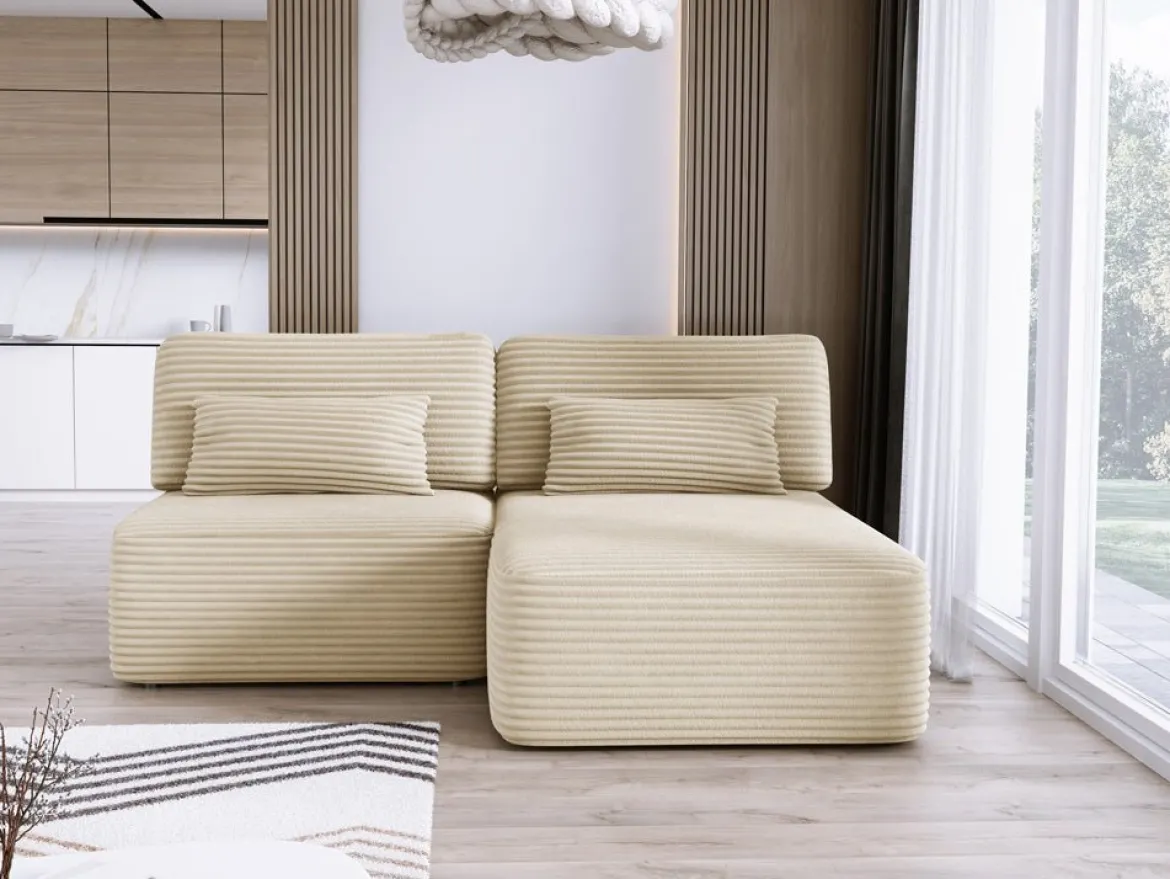 Designer Ecksofa Tilia Cord mit Schlaffunktion und Stauraum